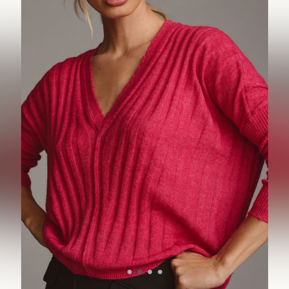 *Anthropologie Pilcro V Neck Boxy Rib Sweater